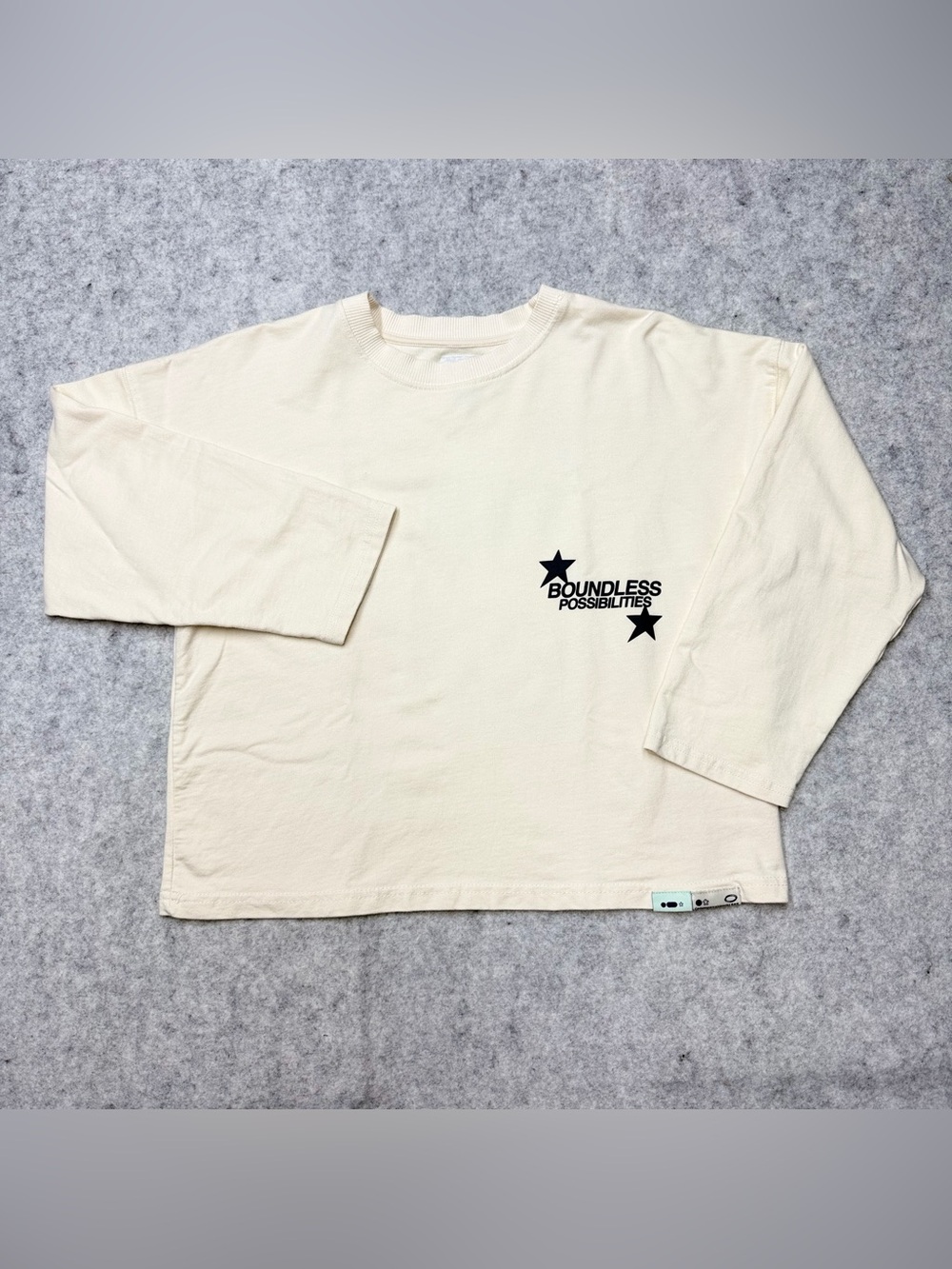 ZARA Boys Cream Long Sleeve Graphic Shirt Boundless Possibilities Stars Sz 9-10
